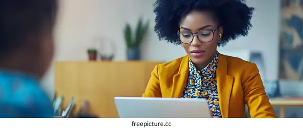 African American Businesswoman Using Tablet