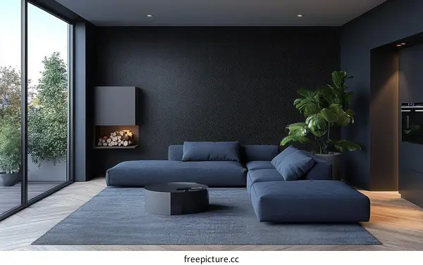 Modern Dark Living Room Interior Design