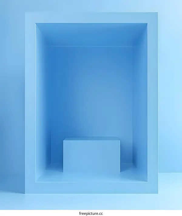 Abstract Blue Minimalist  Interior Design with 3D Rendering