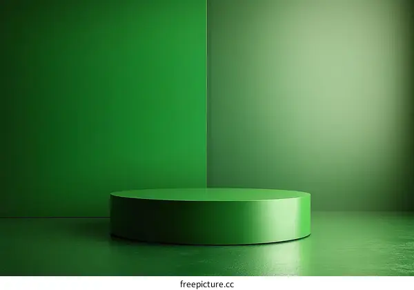 Green Cylindrical Display Stand Studio Background