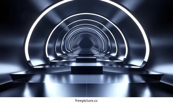 Futuristic Tunnel with Neon Lighting