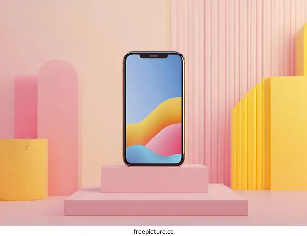 Mobile Phone Mockup with Abstract Background