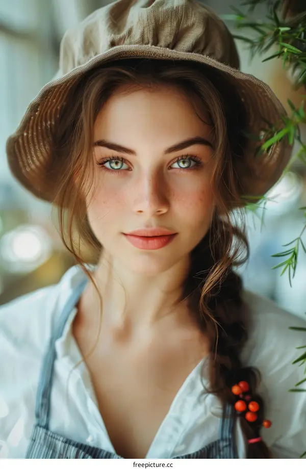 Portrait of a beautiful young woman wearing a hat