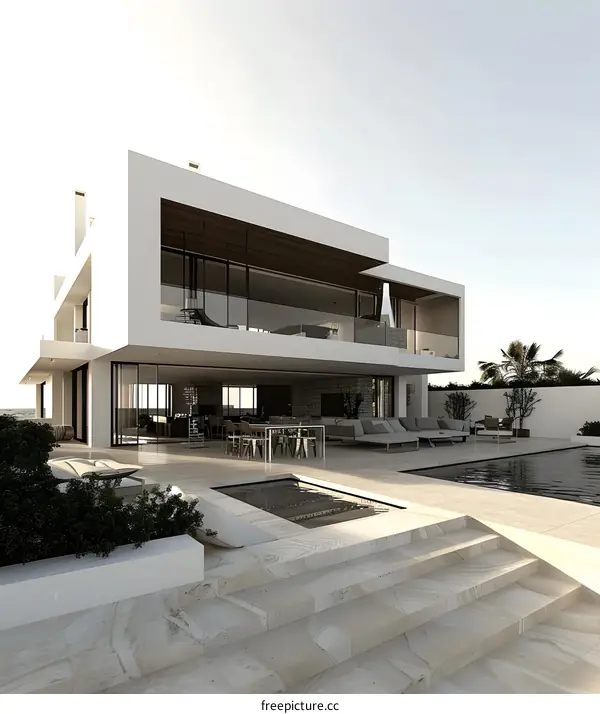 Modern Minimalist House Design With Outdoor Pool And Patio