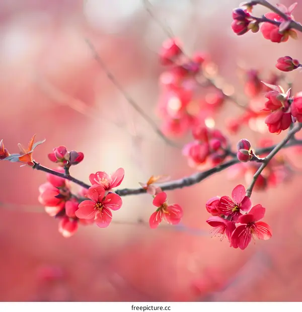 Pink Blossom Branch Spring Nature
