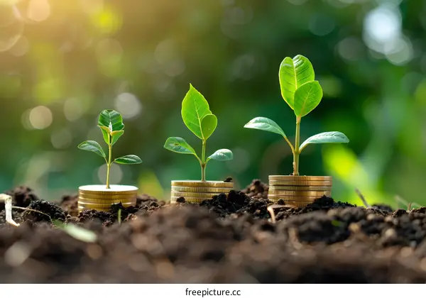 Growing Plants From Coins On Soil