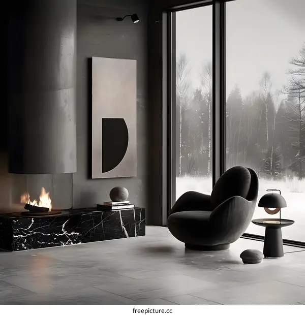 Modern Interior Design with Fireplace and Minimalist Decor