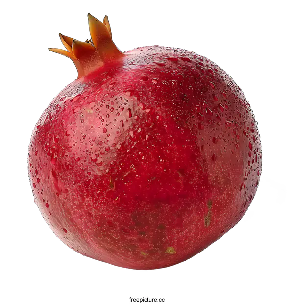 [Transparent Background PNG]Fresh red pomegranate with water drops
