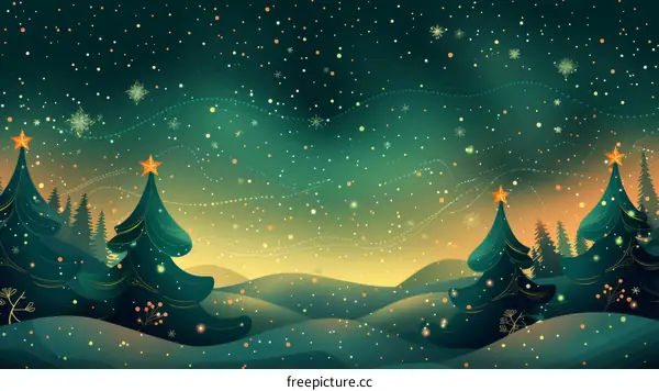 Magical Winter Wonderland Christmas Illustration