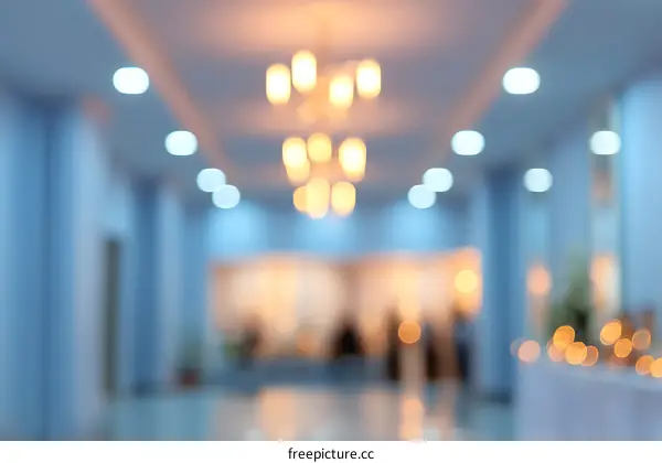 Blurry Interior Hallway with People