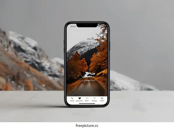 iPhone Displaying Mountain Landscape Photo