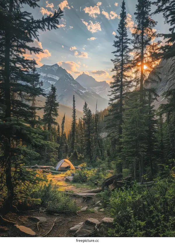 Camping in the Canadian Rockies under the Northern Lights