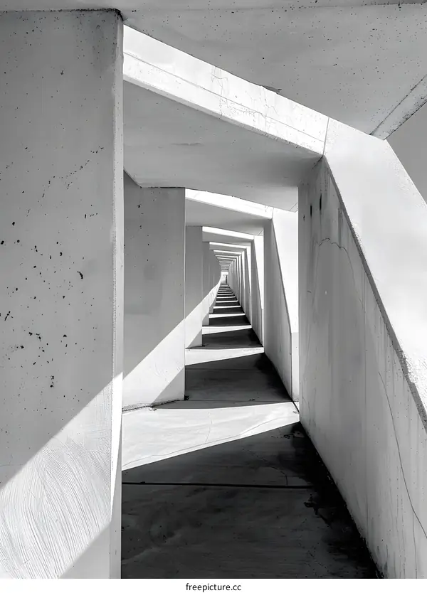 Abstract Architecture With Shadows Under Concrete Structure