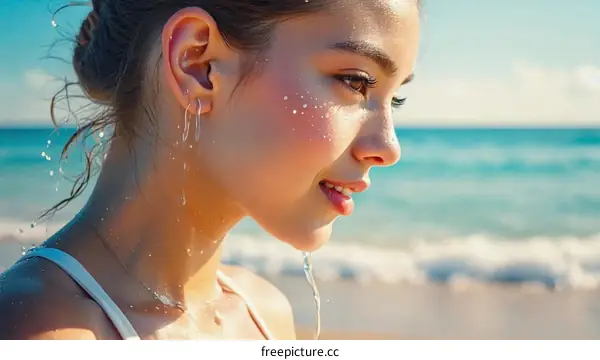 Beautiful Young Woman on the Beach