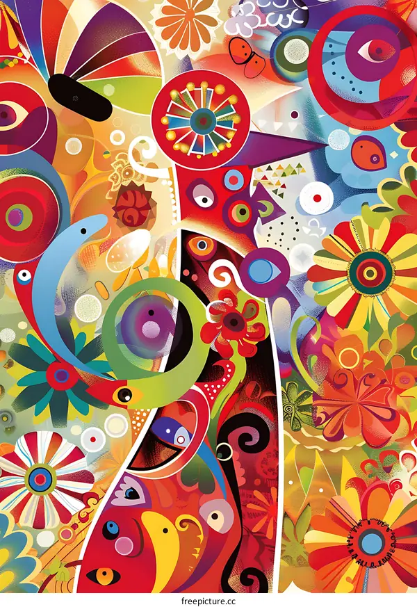 Abstract Colorful Floral Art Design