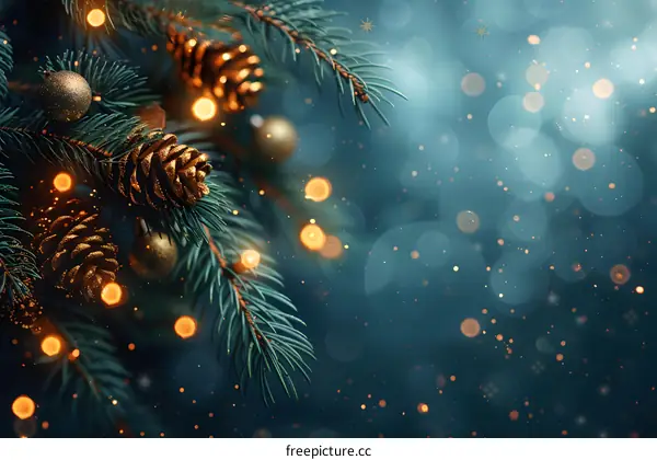 Christmas Tree With Ornaments And Lights