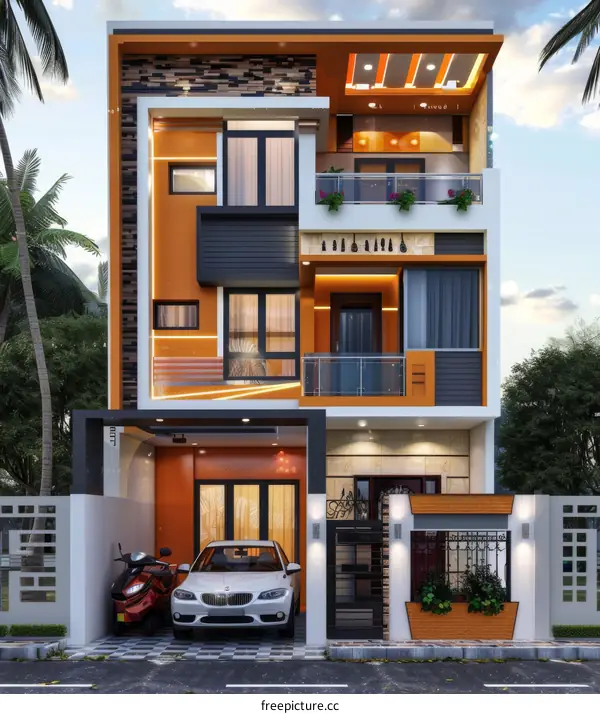 Modern House Exterior Design Illustration