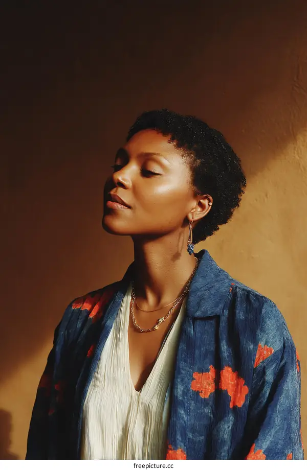 Portrait of a Woman in a Floral Kimono