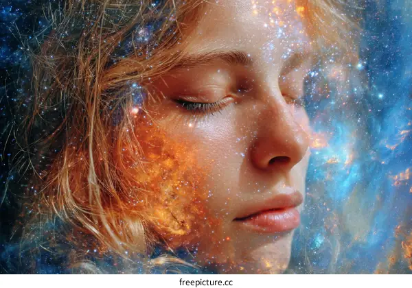 Woman with Cosmic Face Illustration