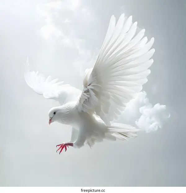 White dove soaring in the sky