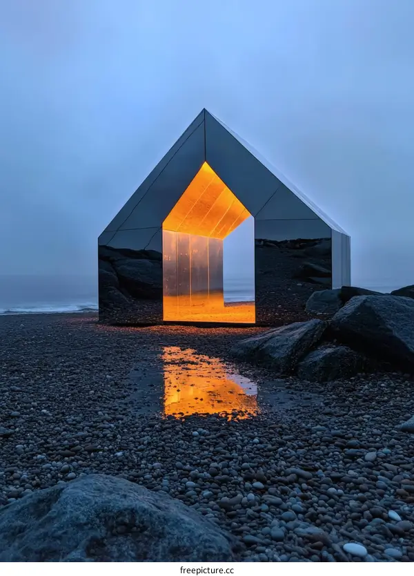 Modern Architectural Structure on the Beach