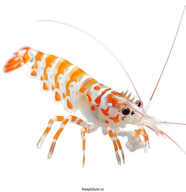 [Transparent Background PNG]Candy Stripe Skunk Cleaner Shrimp on White Background