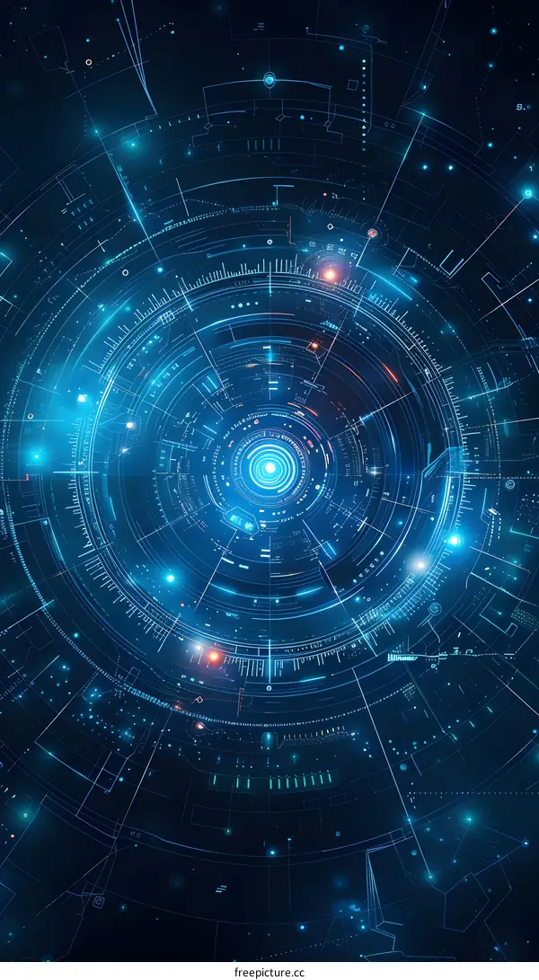 Abstract Technology Background with Blue and Red Lights