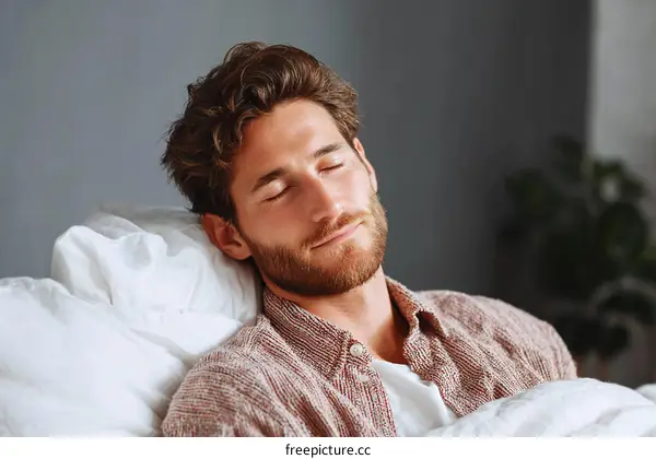 Man Sleeping in Bed Relaxation and Comfort