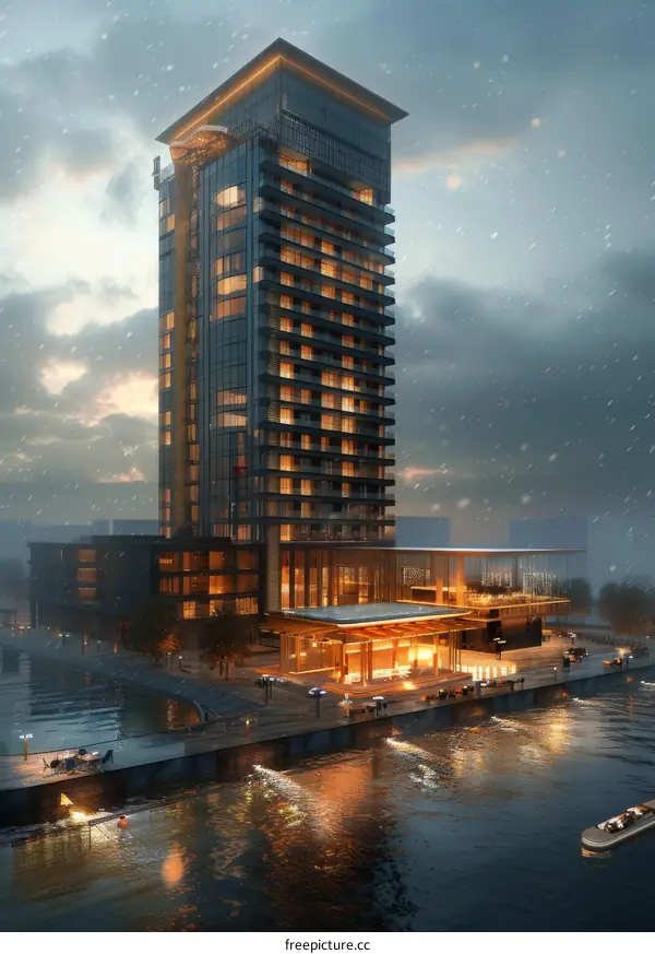 Modern High-Rise Hotel Architectural Visualization