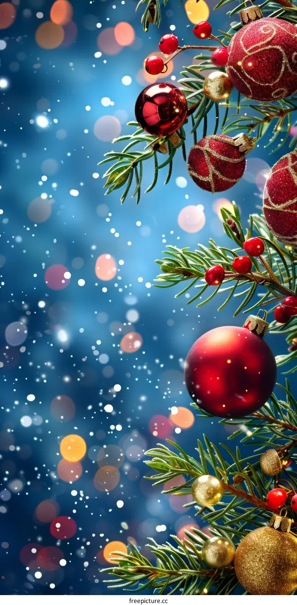 Christmas tree branch decorated for Christmas