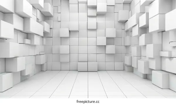Three-dimensional white cube background