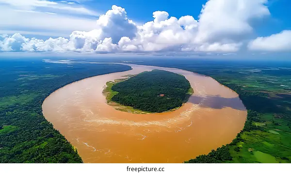 Amazing River Bend in the Amazon Rainforest