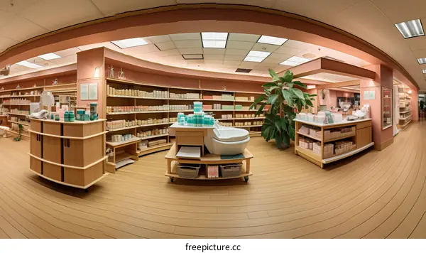 Beauty and health products store interior