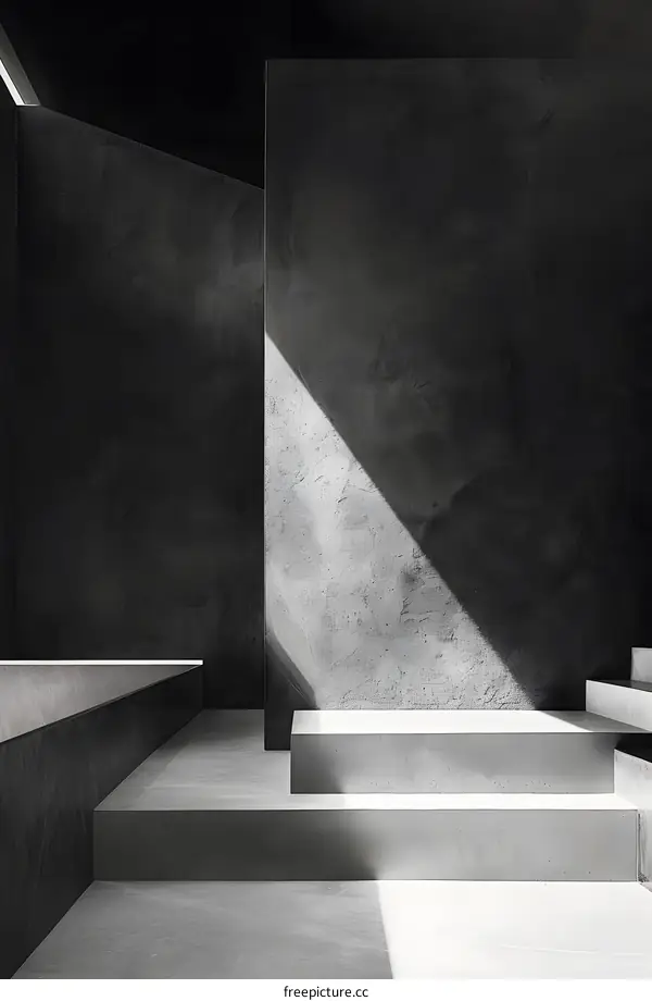 Concrete Steps with Light and Shadow