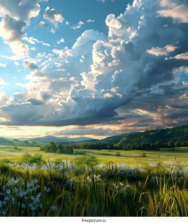 Countryside scenery under the sunset