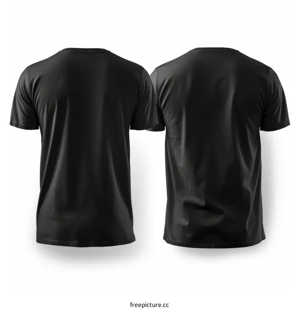 Black T-shirt template, front and back view