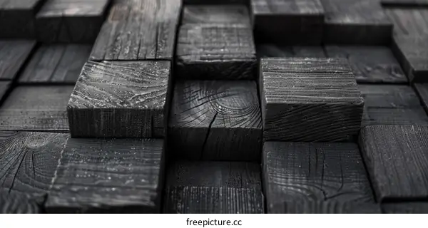 Dark Wooden Block Background Texture