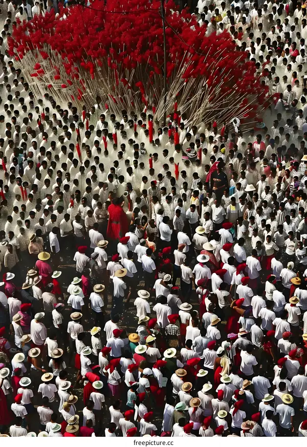 Festival Celebration with Hundreds of People in Myanmar