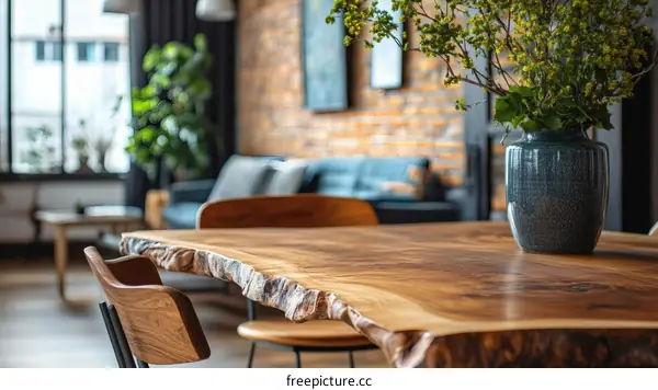 Wooden Live Edge Dining Table Interior Design