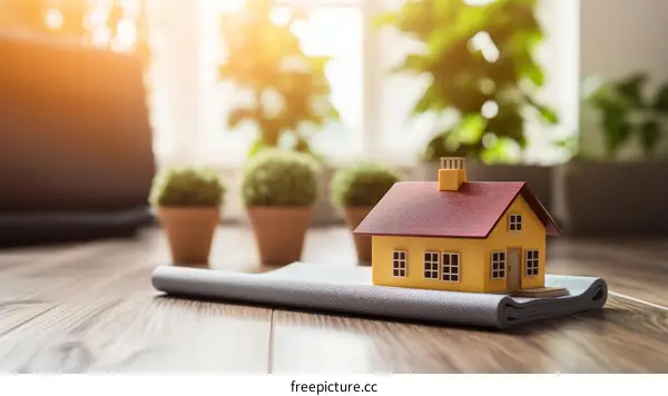 Yellow Tiny House Model on a Wooden Table