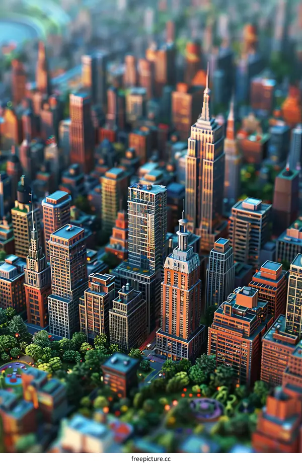 Pixelated Cityscape View of New York