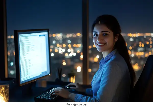 Night City Worker at Computer