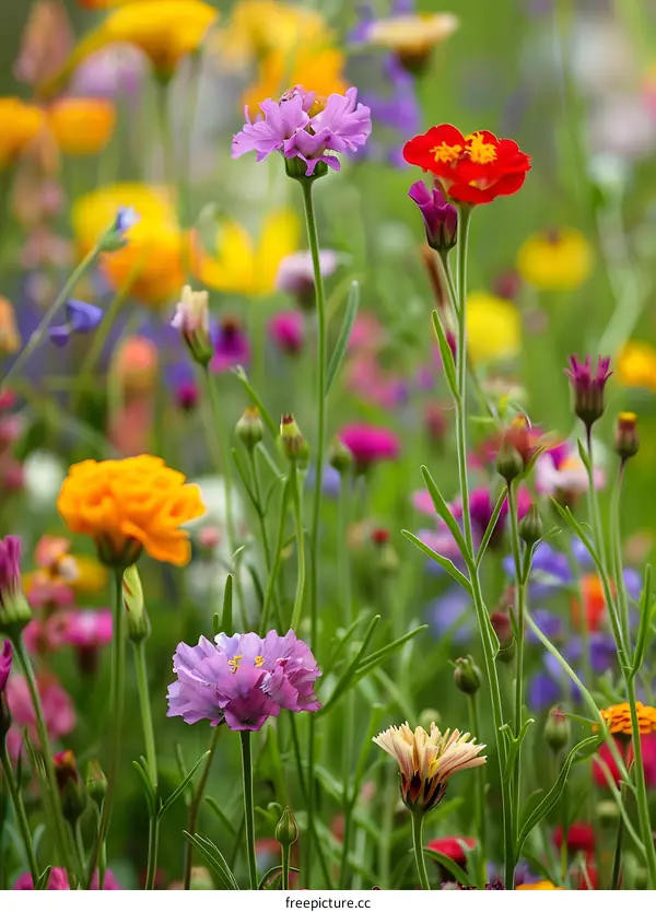 Colorful Wildflowers Blooming in a Field
