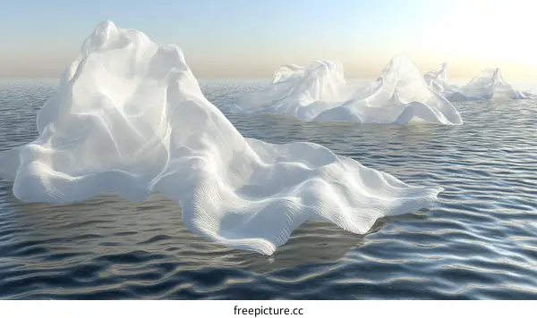 Abstract White Fabric Forms on Water Surface