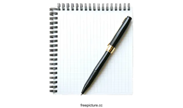 [Transparent Background PNG]Blank Spiral Notebook with Pen