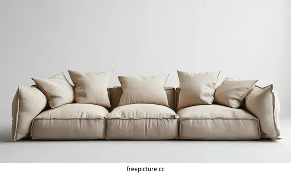 Beige Sectional Sofa with Cushions Modern Interior Design