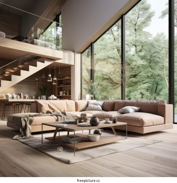 Bright and Airy Living Room With Natural Wood Accents