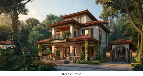 Luxury Mansion Exterior Design Illustration