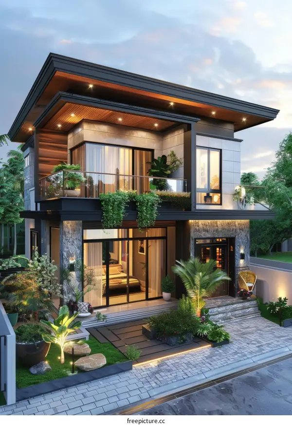 Modern Exterior Home Design with Garden