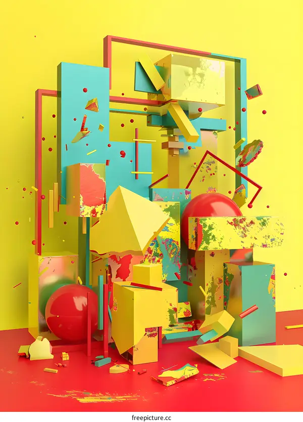 Abstract Geometric Shapes 3D Rendering